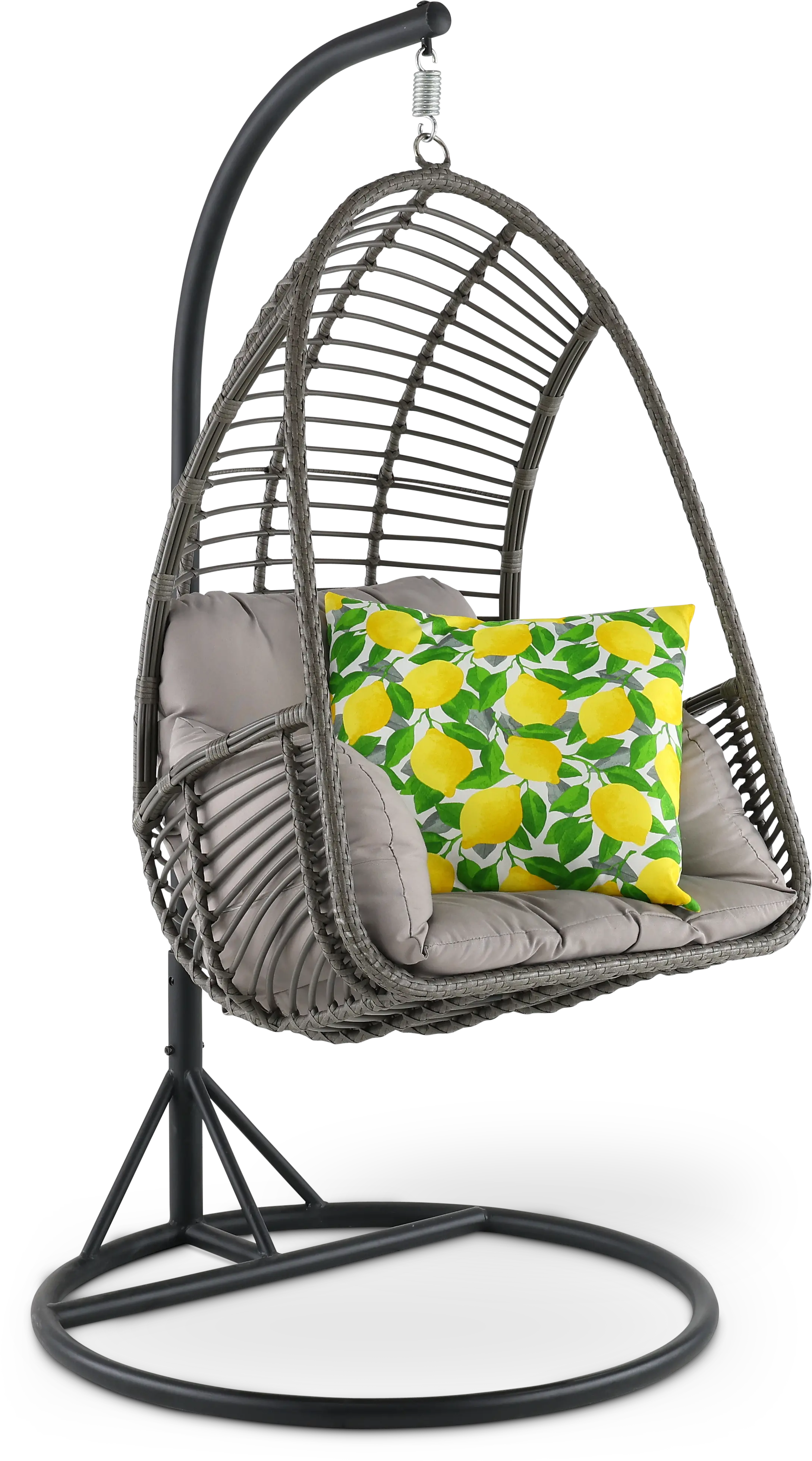 Metal Wicker Outdoor Hanging Chair with Cushion-5