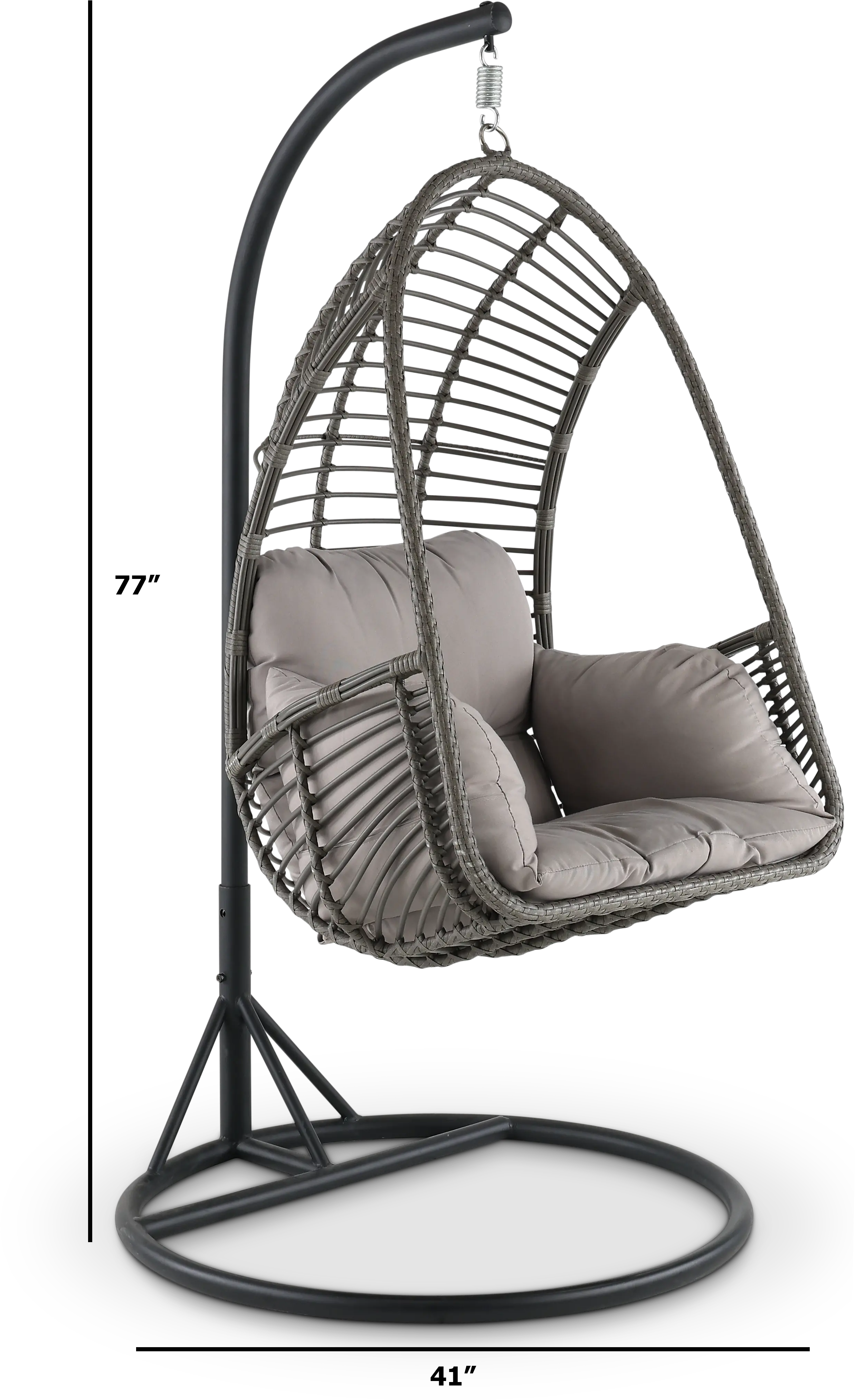 Metal Wicker Outdoor Hanging Chair with Cushion-3
