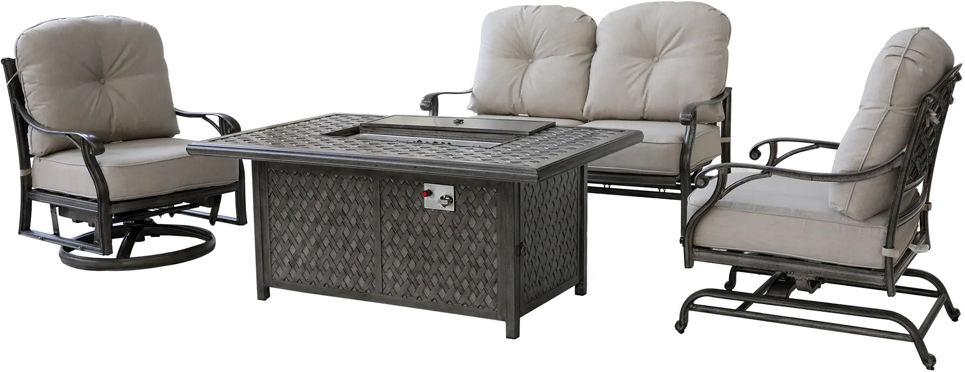 Macan Gray and Off-White High Back Patio Dining Swivel Rocker-10