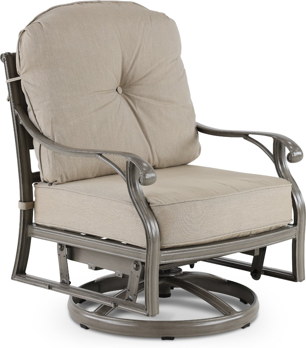 Macan Gray and Off-White High Back Patio Dining Swivel Rocker