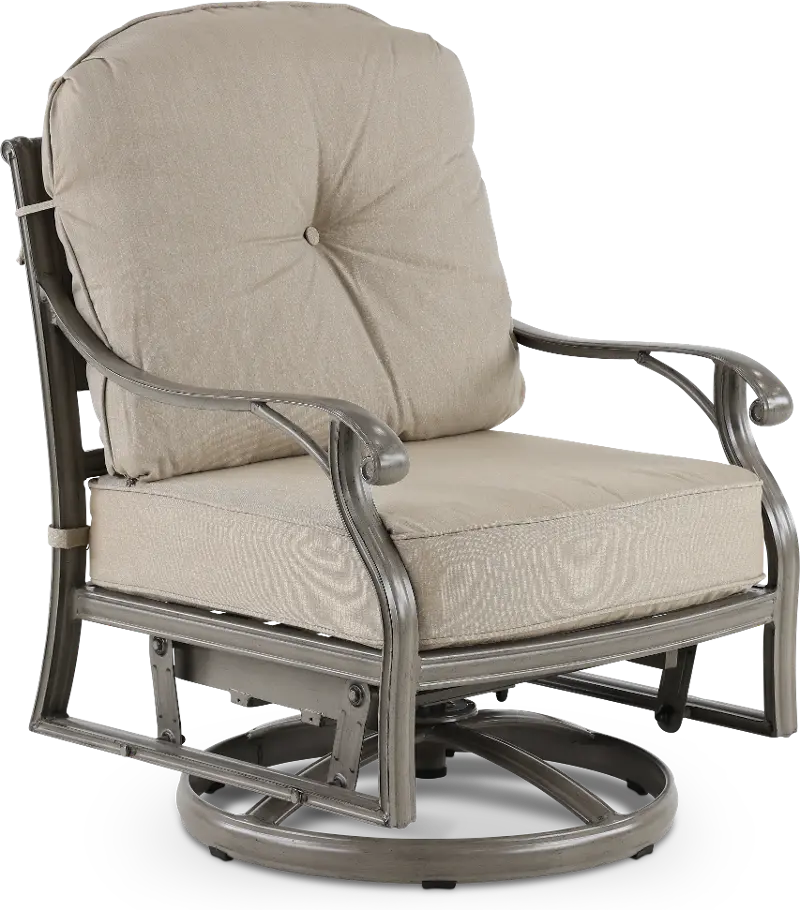 Macan Gray and Off-White High Back Patio Dining Swivel Rocker