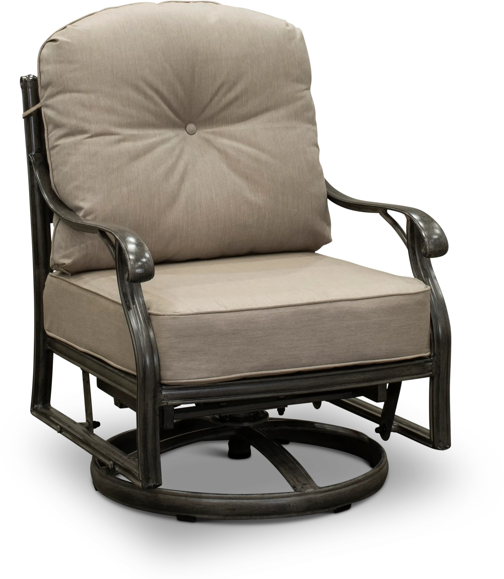 Macan Gray and Off-White High Back Patio Dining Swivel Rocker-2