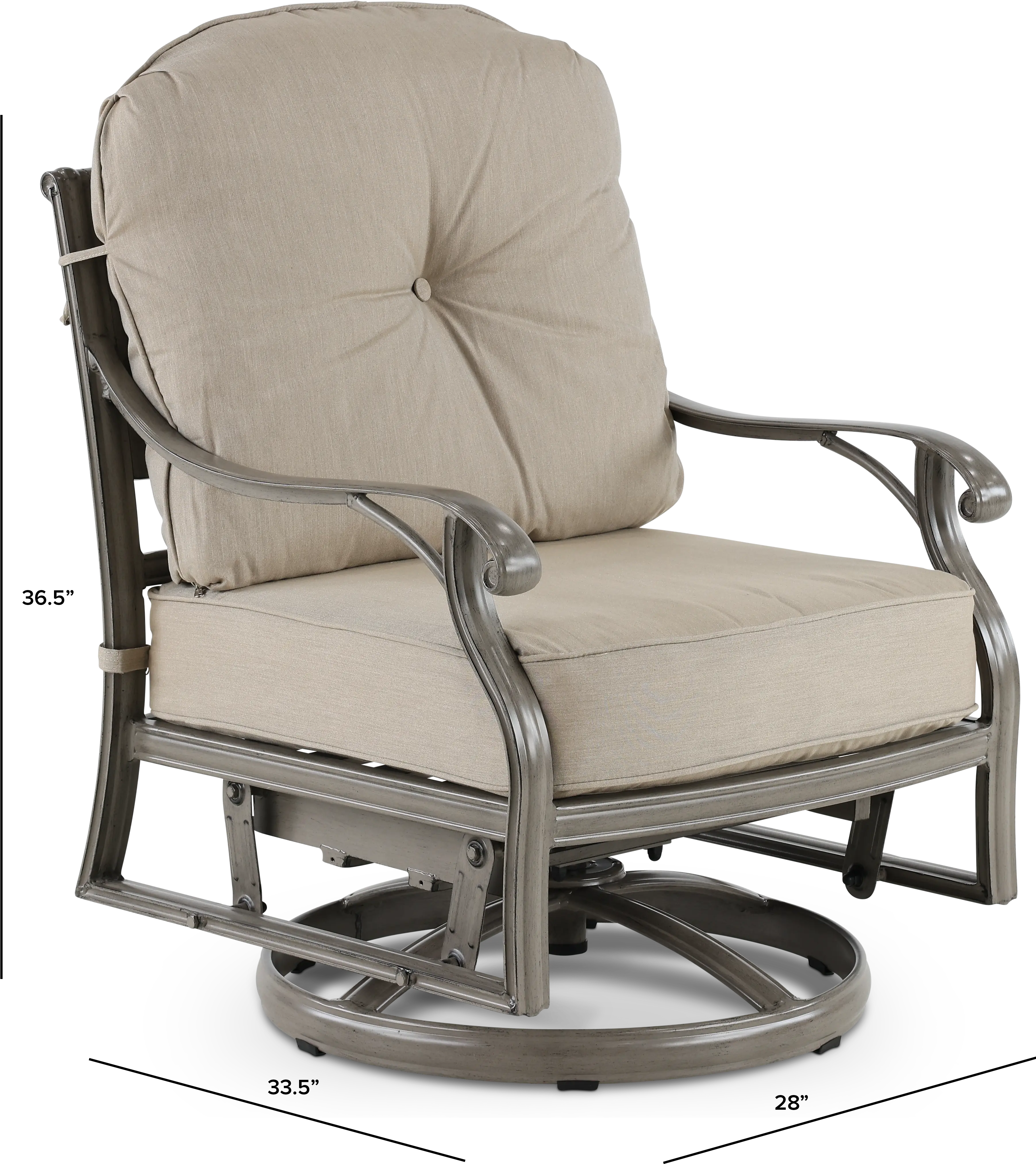 Macan Gray and Off-White High Back Patio Dining Swivel Rocker-6