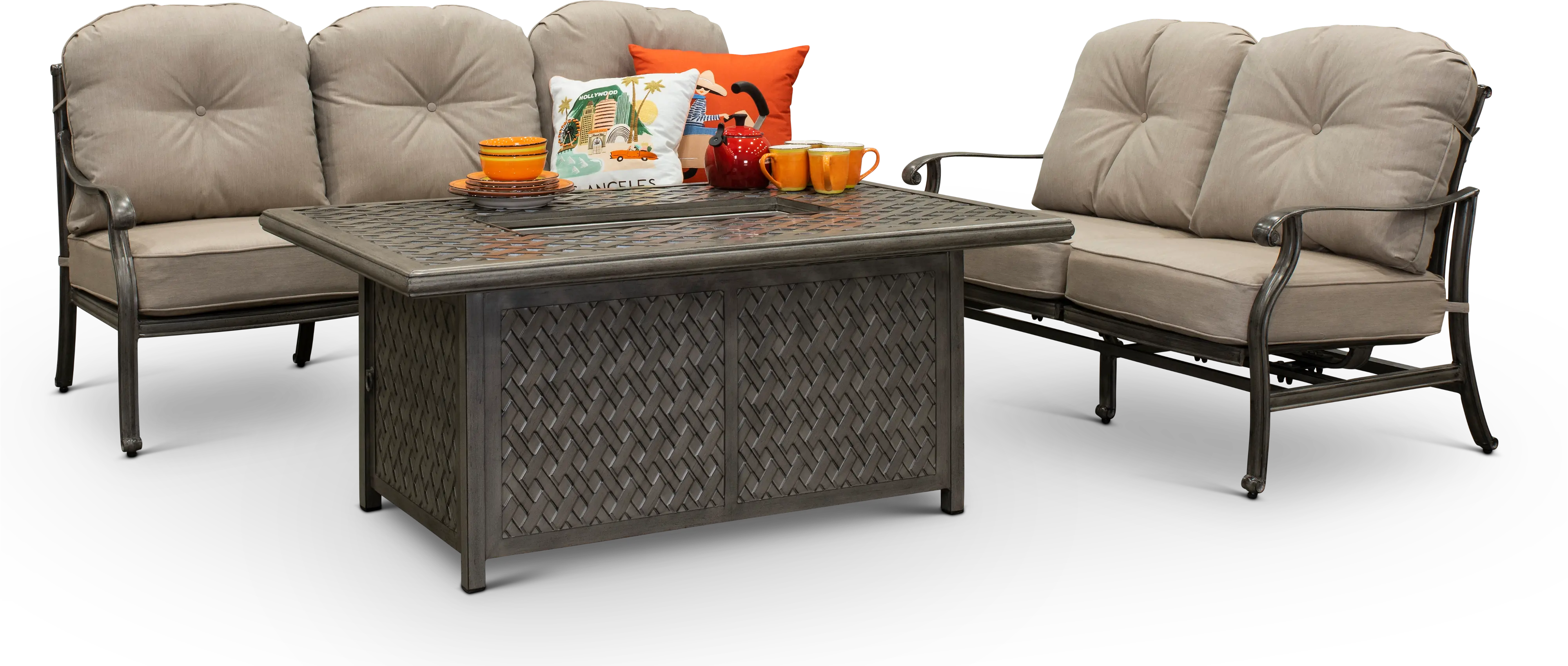 Macan Gray High Back Patio Motion Love Seat-2