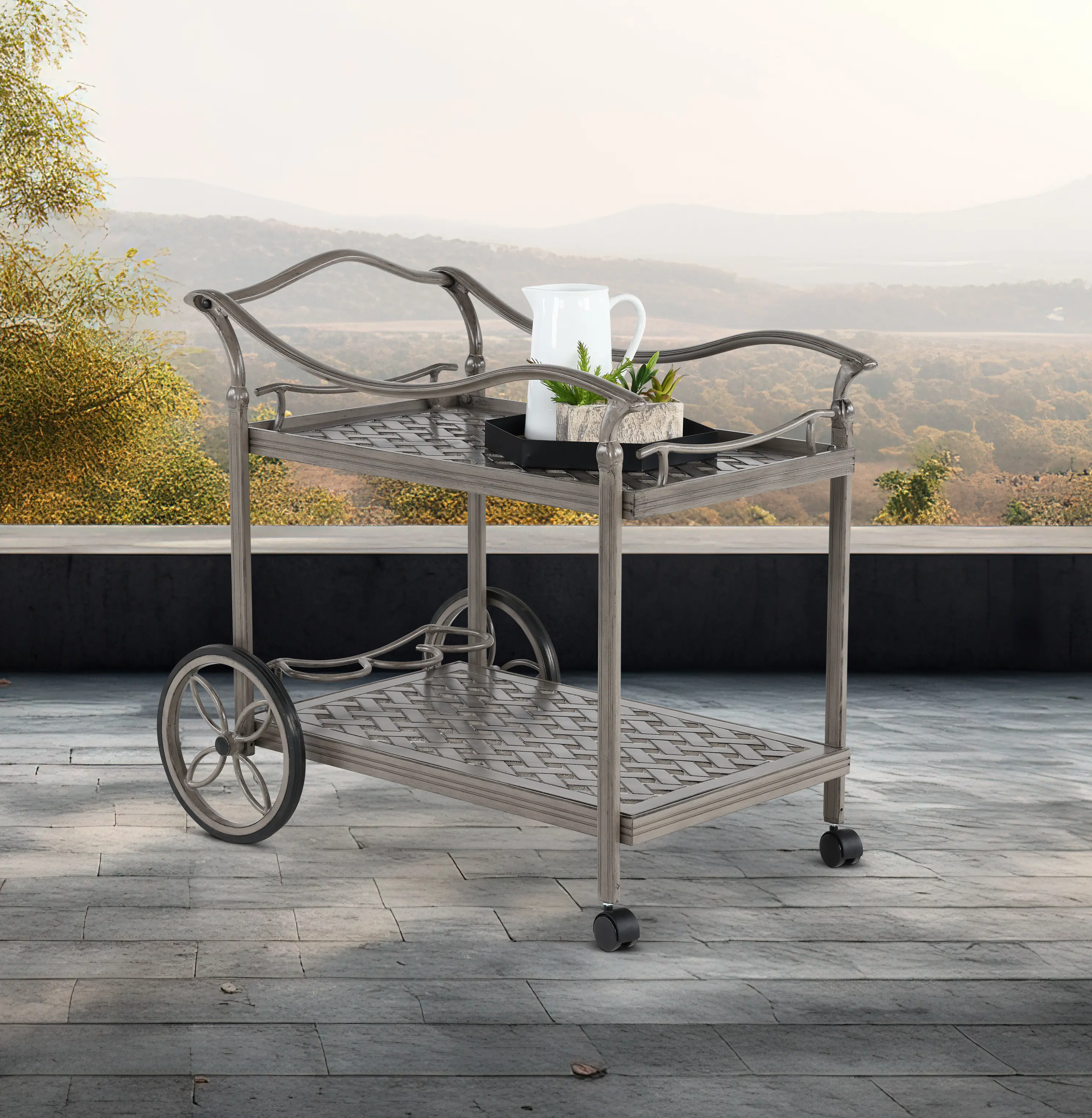 Macan Gray Patio Tea Cart-10