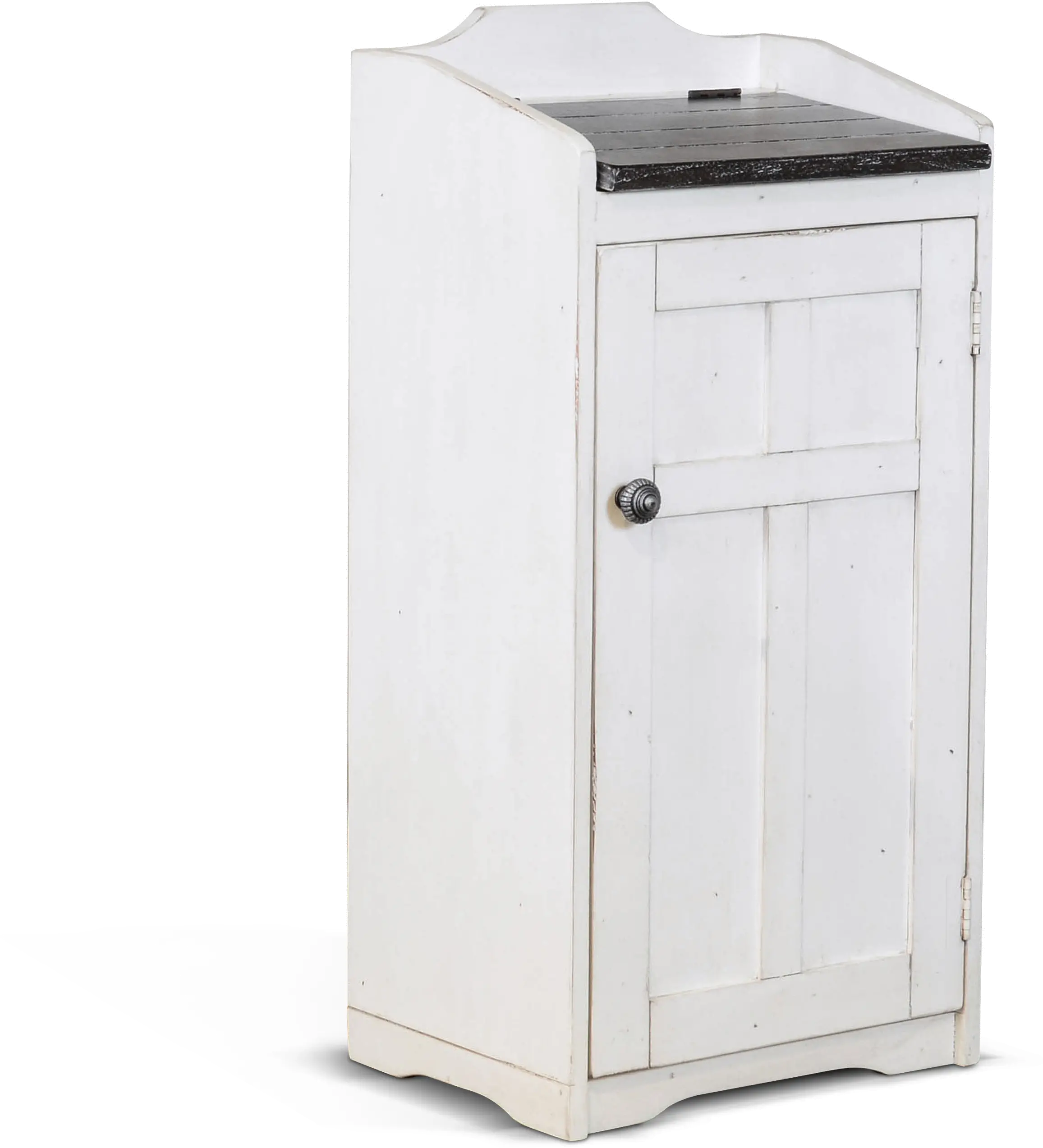 Drew White Wooden Trash Bin with Dark Lid-1