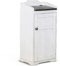 Drew White Wooden Trash Bin with Dark Lid
