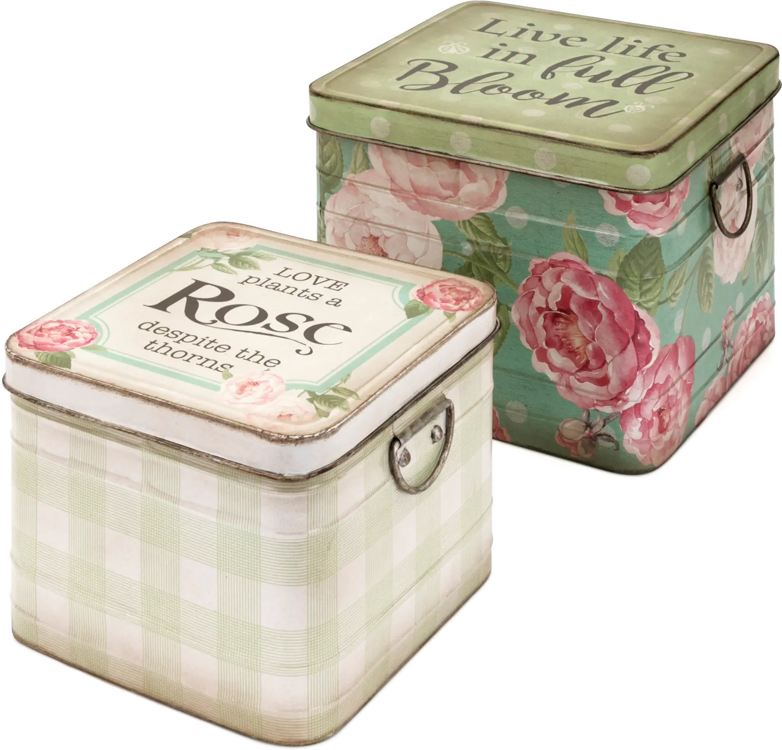 7 Inch Multi Color Plaid Tin with Lid and Handles-1
