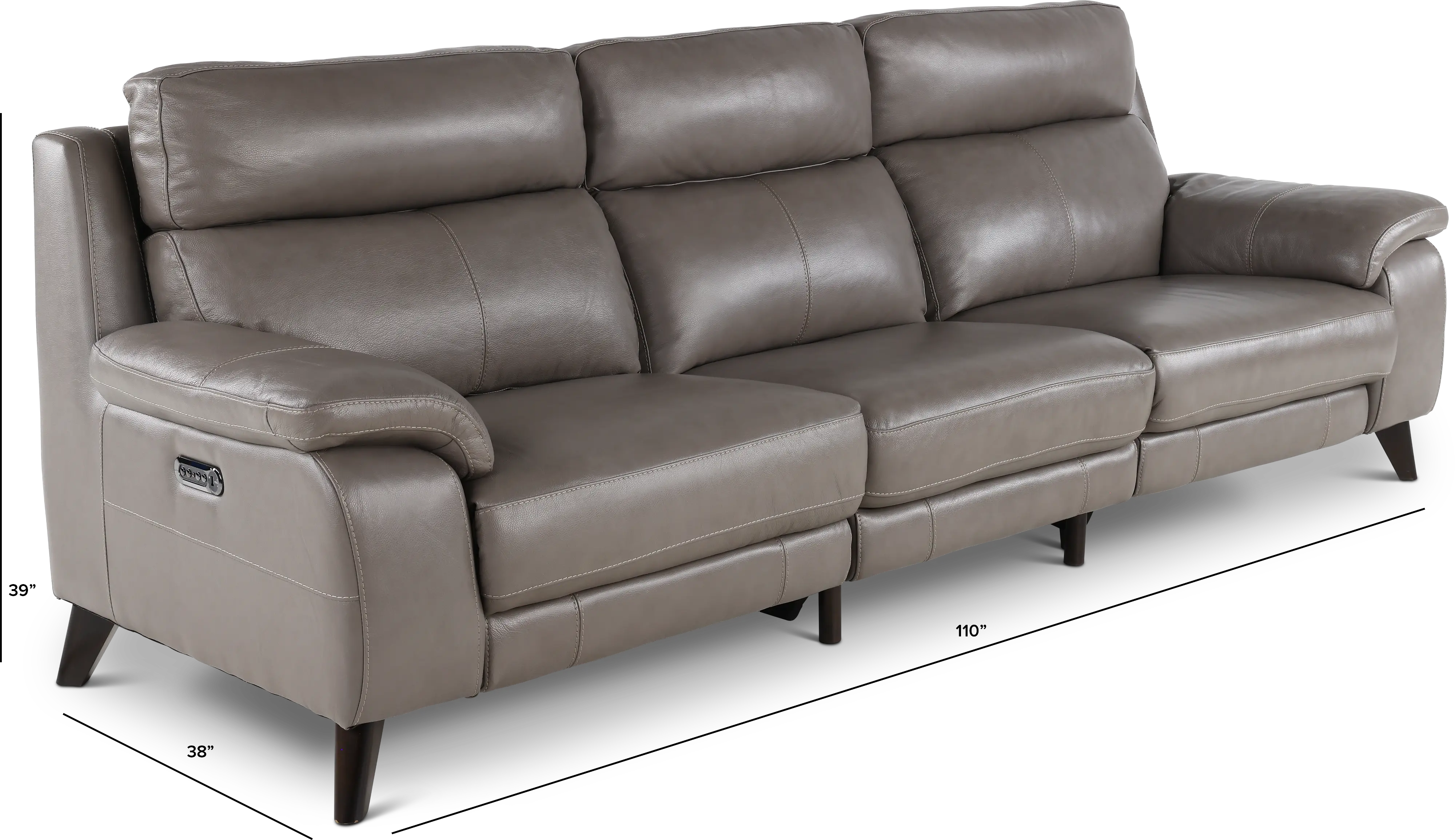 Venice Gray Leather-Match Dual Power Reclining Sofa-2