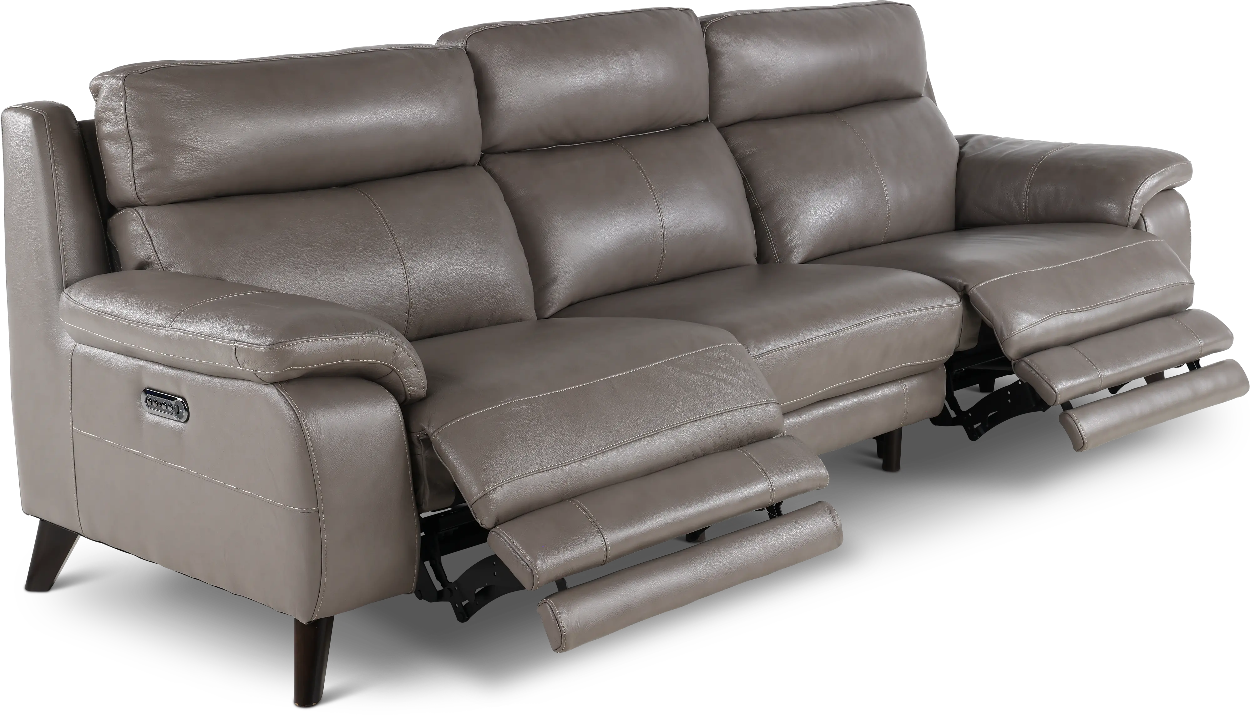 Venice Gray Leather-Match Dual Power Reclining Sofa-5