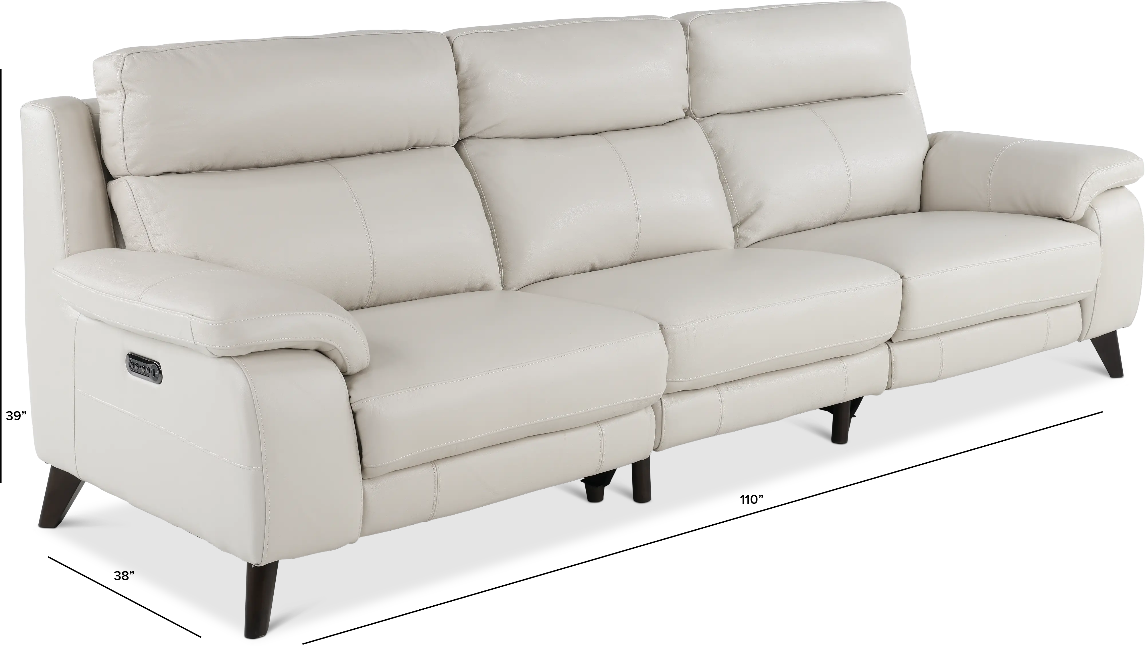 Venice White Leather-Match Power Reclining Sofa-2