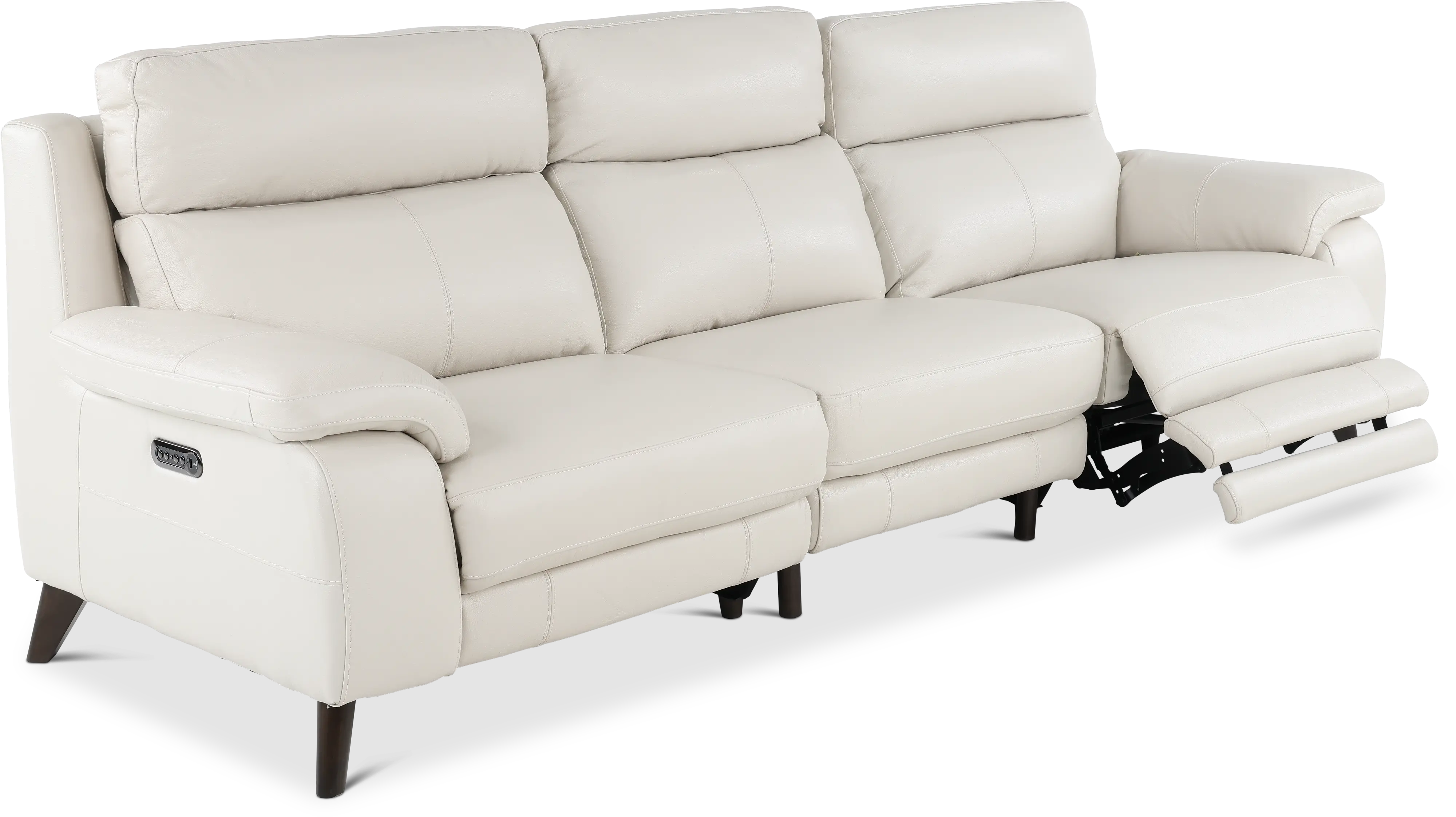 Venice White Leather-Match Power Reclining Sofa-5