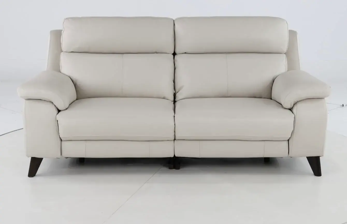 Venice White Leather-Match Power Reclining Loveseat-9