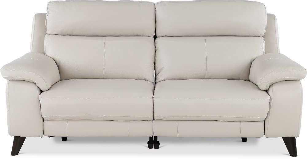 Venice White Leather-Match Power Reclining Loveseat