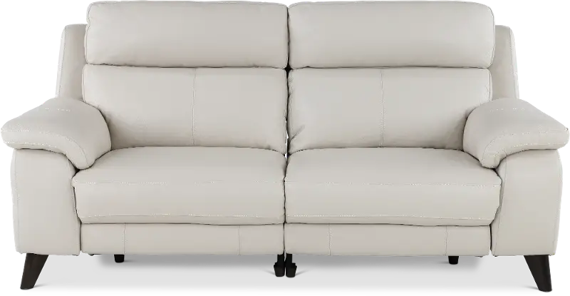 Venice White Leather-Match Power Reclining Loveseat