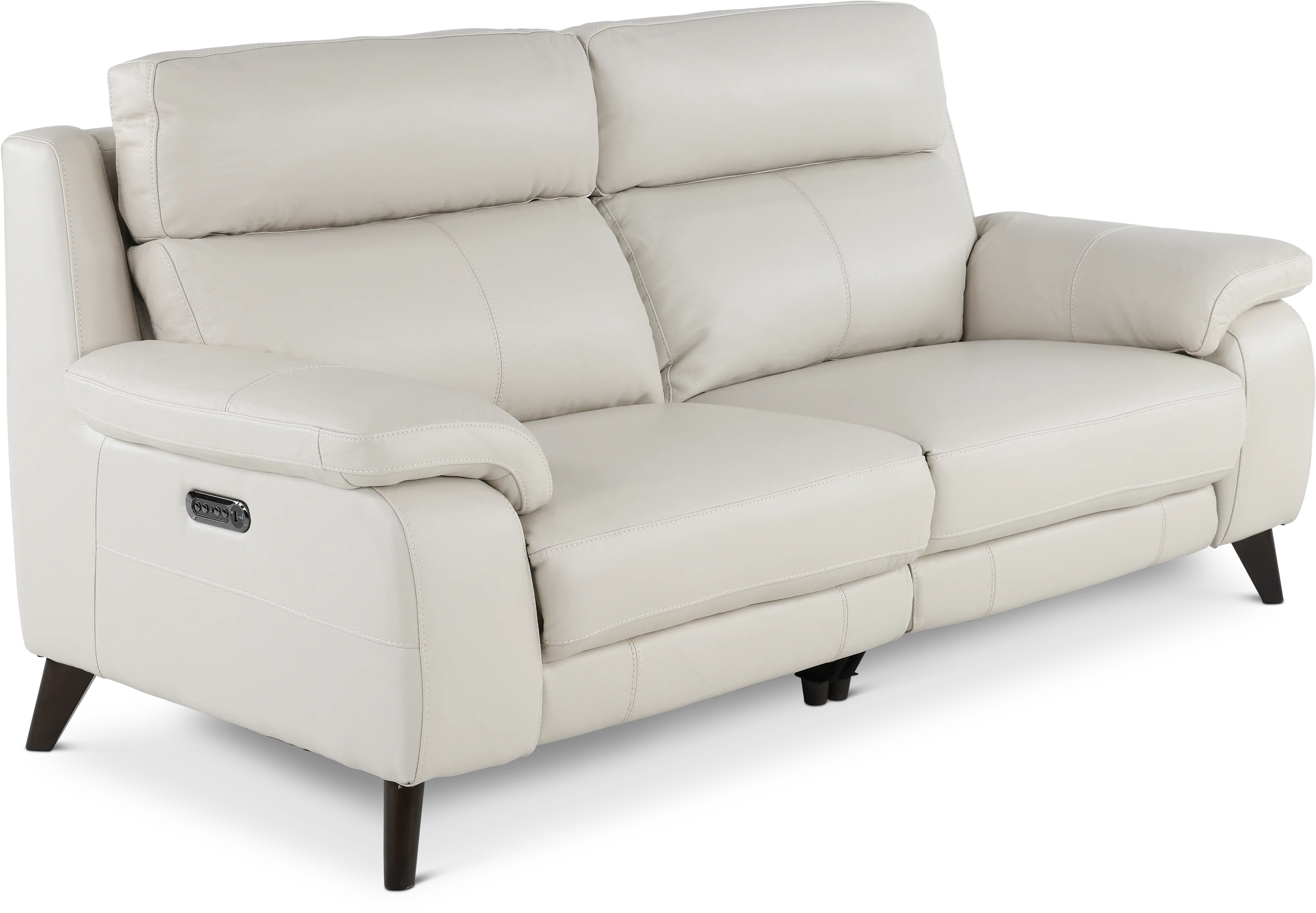 Venice White Leather-Match Power Reclining Loveseat-4
