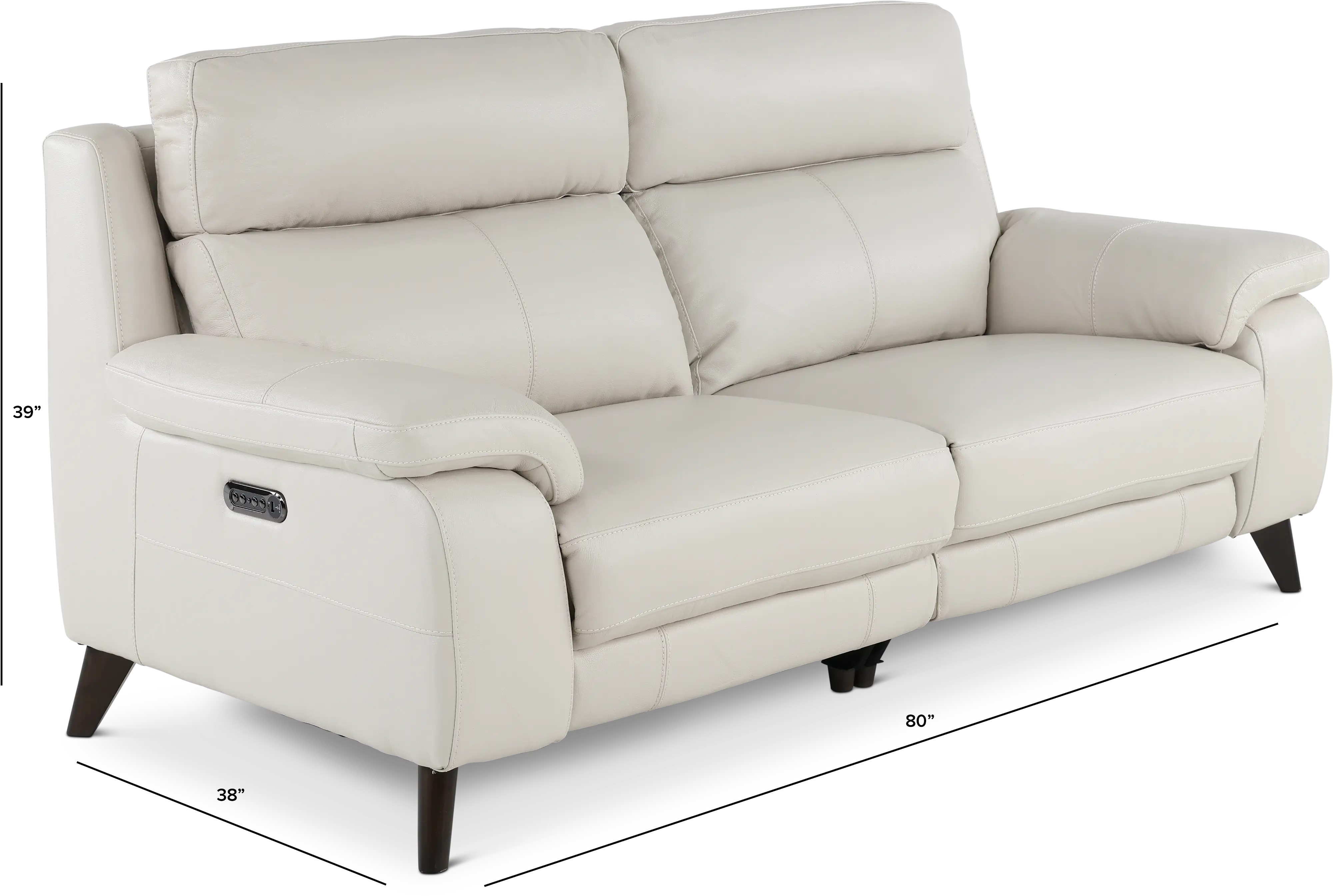 Venice White Leather-Match Power Reclining Loveseat-3