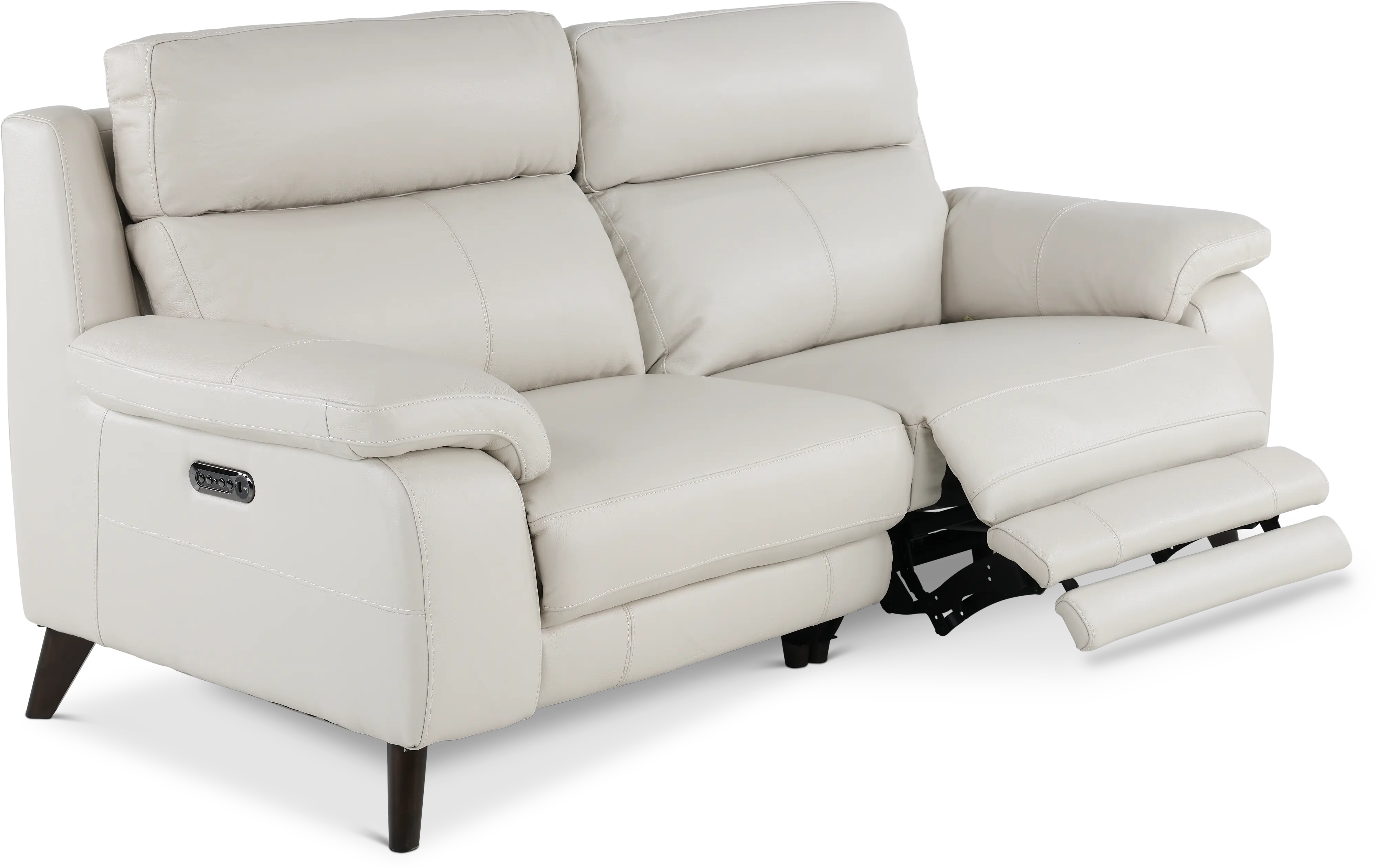 Venice White Leather-Match Power Reclining Loveseat-5