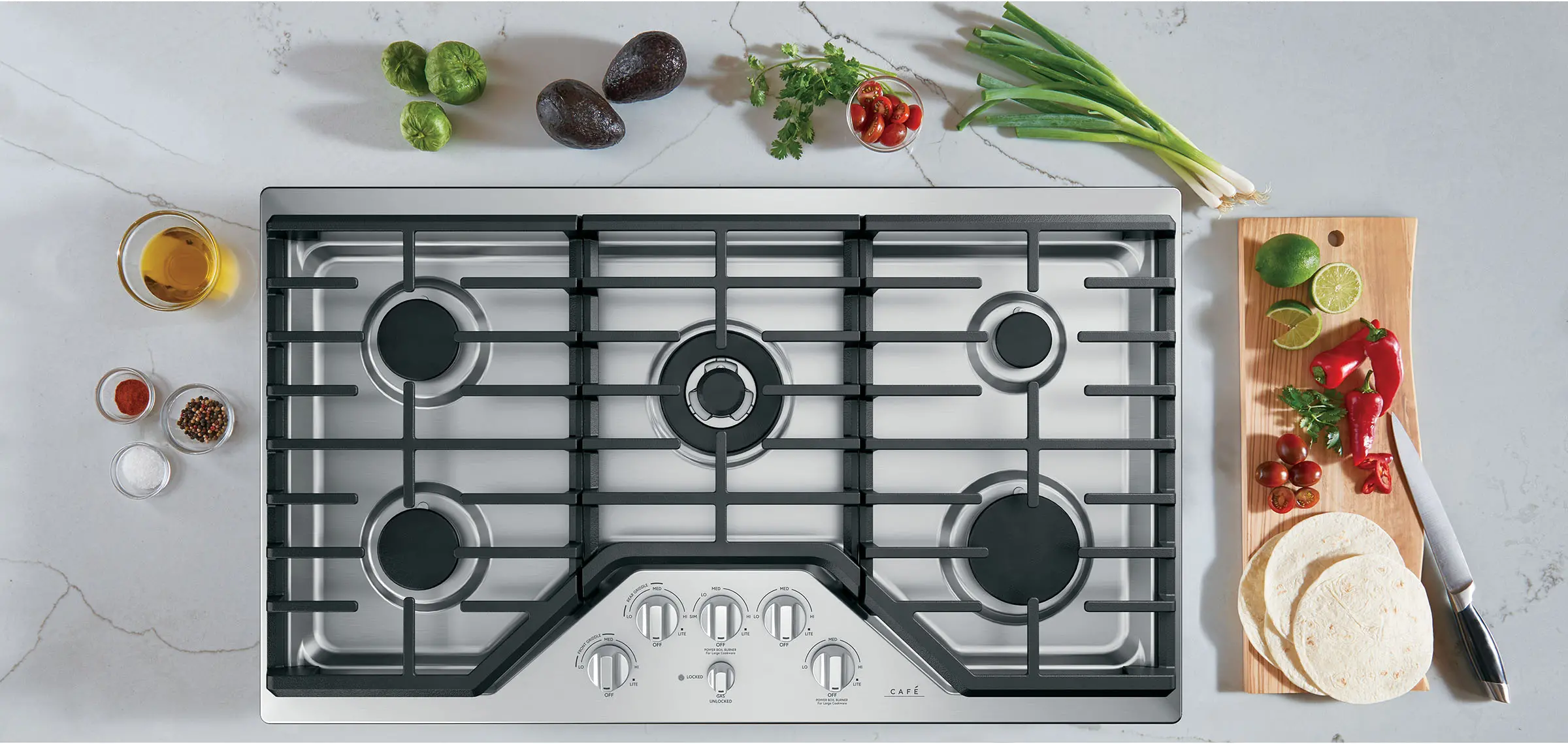 CGP95362MS1 Cafe 36 Inch Gas Cooktop - Stainless Steel-2