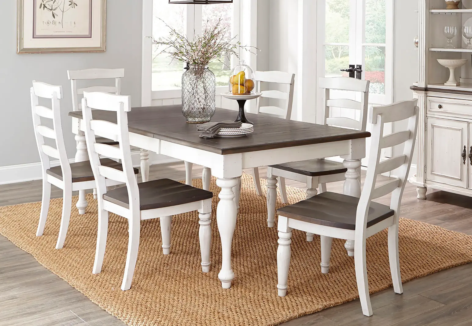 Bourbon County White Two-Tone 7 Piece Dining Room Set-1