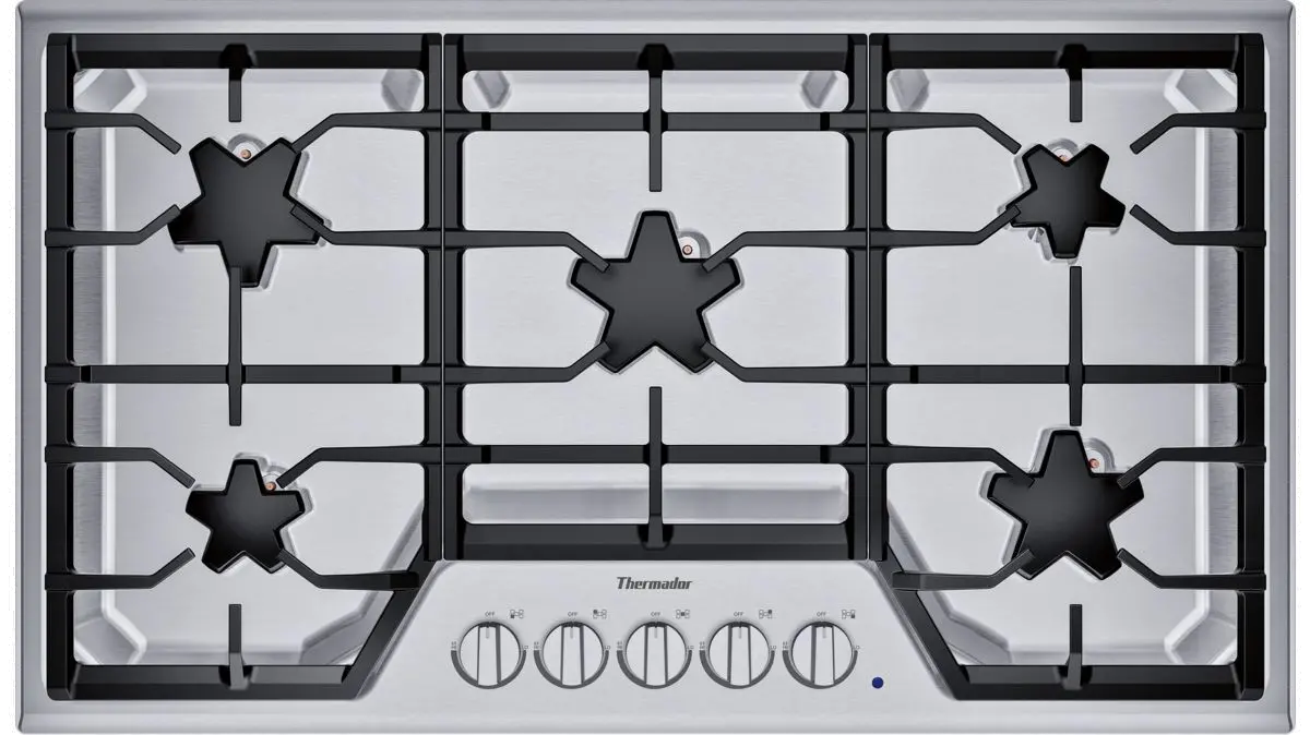 SGS365TS Thermador Masterpiece 36 Inch Gas Cooktop with Continuous Grates - Stainless Steel-1