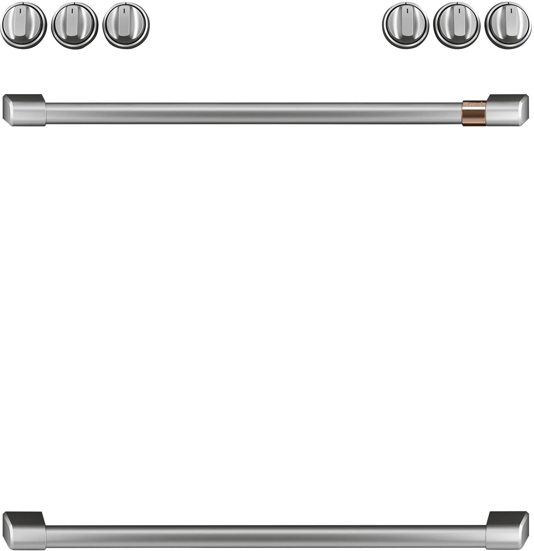 CXFCGHKPMSS Cafe Gas Range 2 Handle and 6 Knob Kit in Brushed Stainless Steel-1