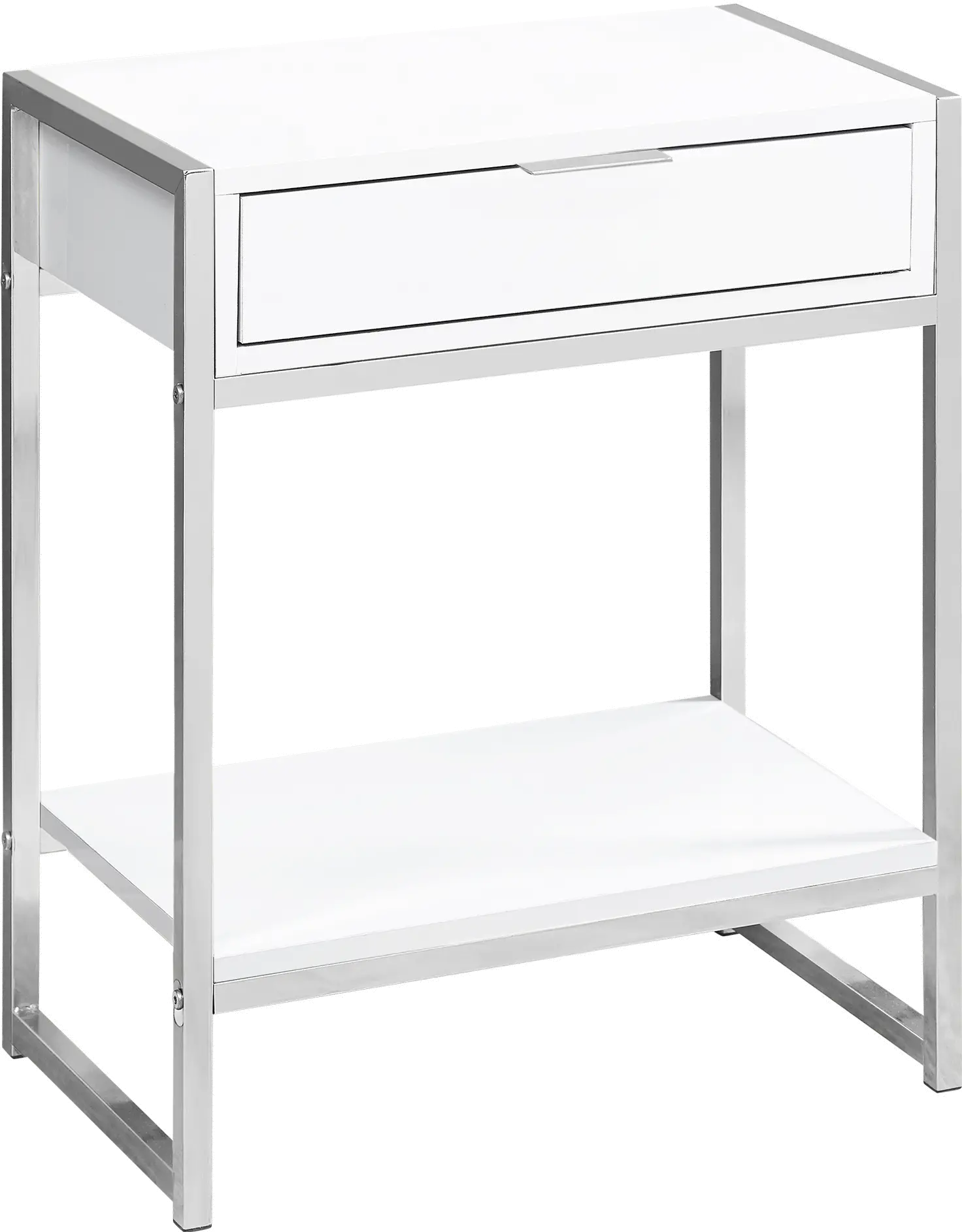 White and Chrome Metal End Table-1