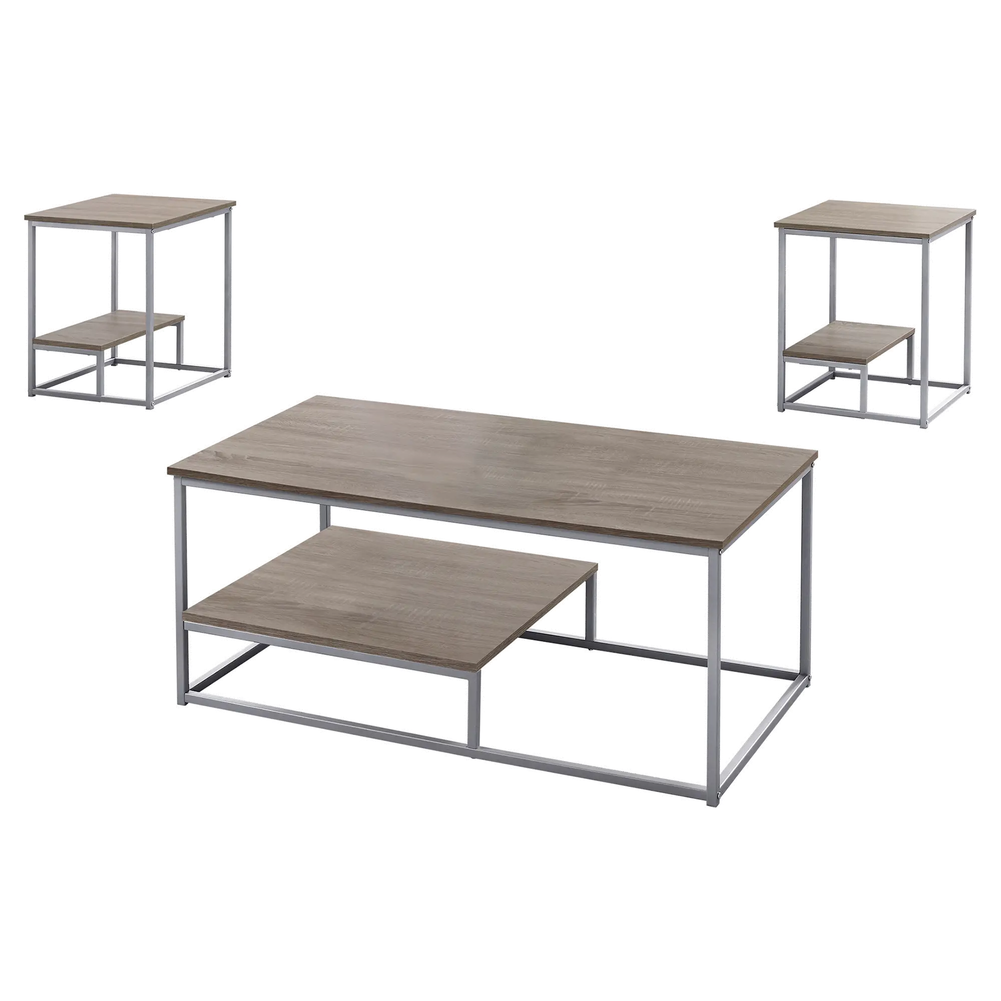 Dark Taupe and Black Tables, Set of 3-1