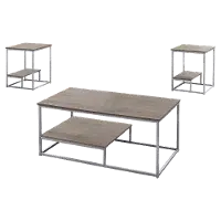 Dark Taupe and Black Tables, Set of 3