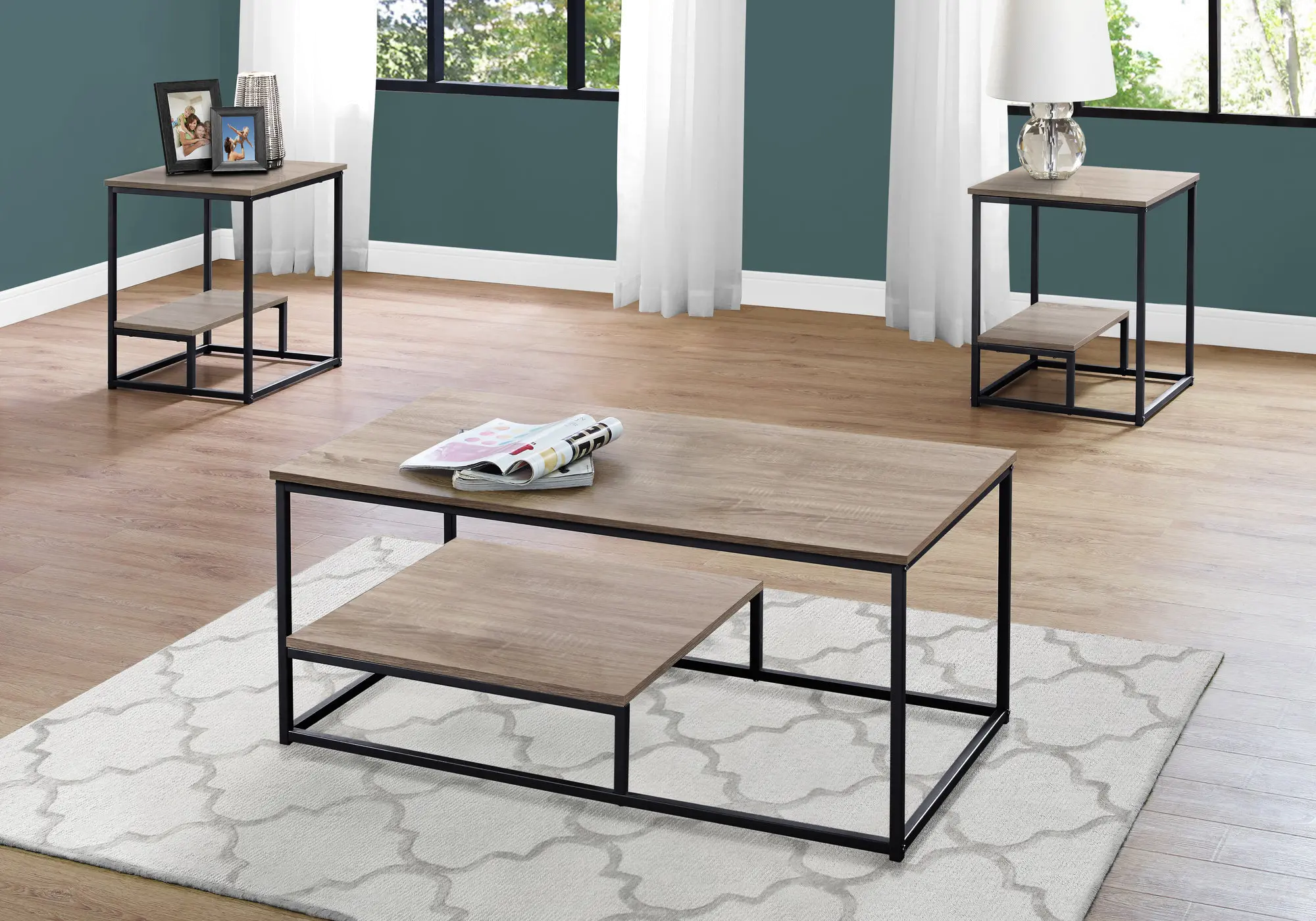 Dark Taupe and Black Tables, Set of 3-2