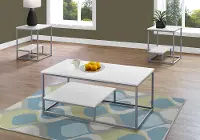 White and Silver 3 Piece Metal Table Set