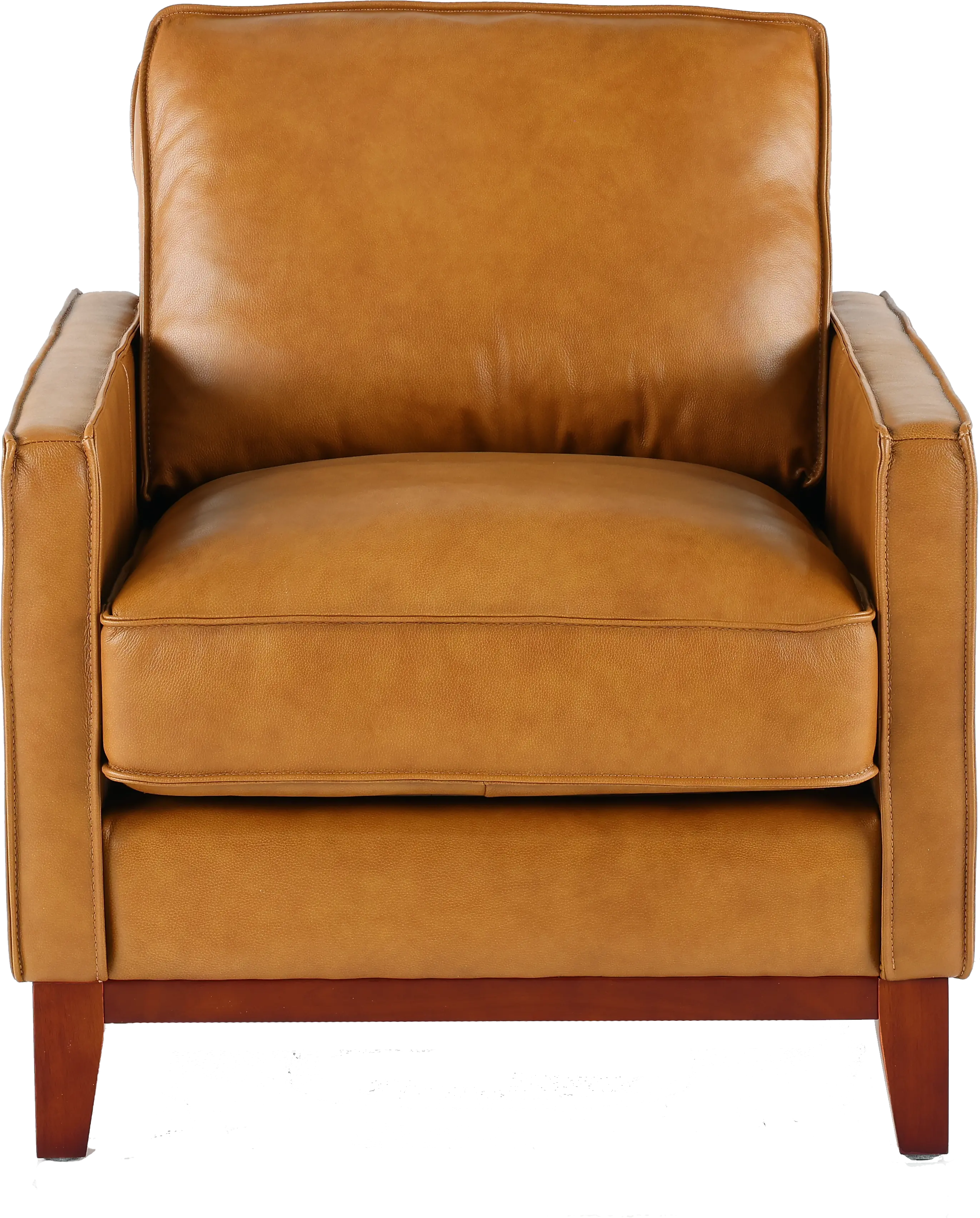 Newport Mid Century Modern Camel Brown Leather Chair-3