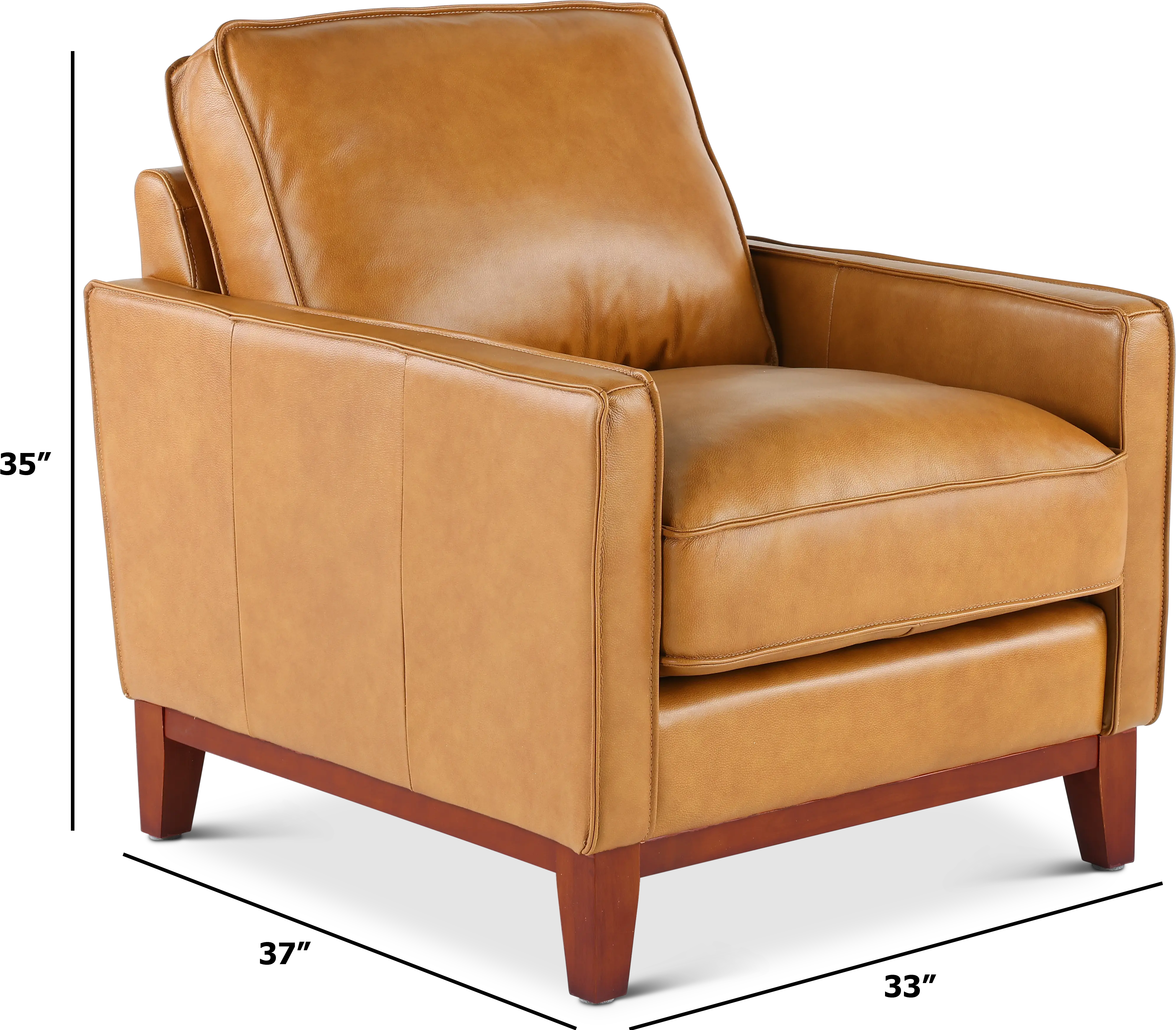 Newport Mid Century Modern Camel Brown Leather Chair-4