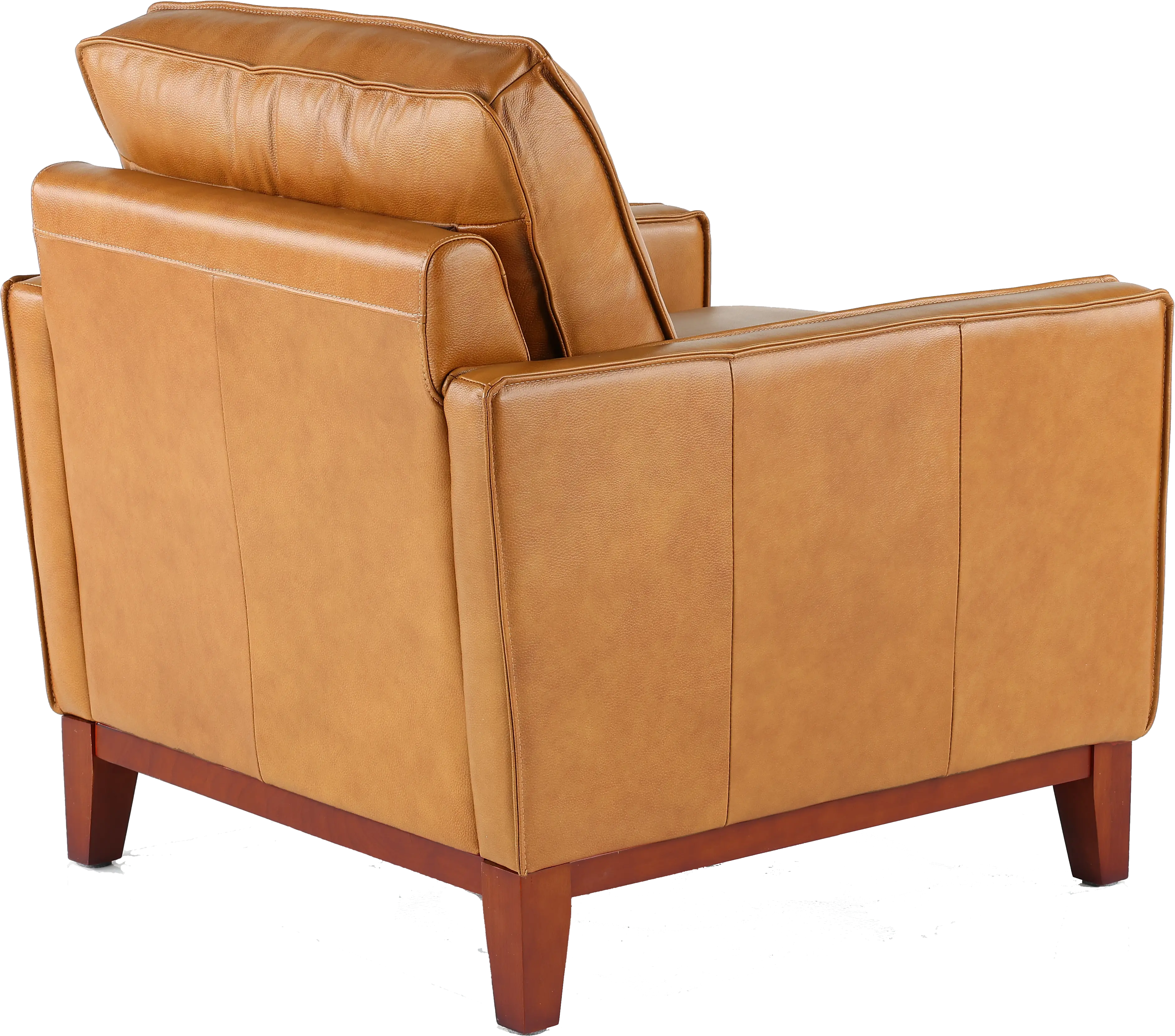 Newport Mid Century Modern Camel Brown Leather Chair-5