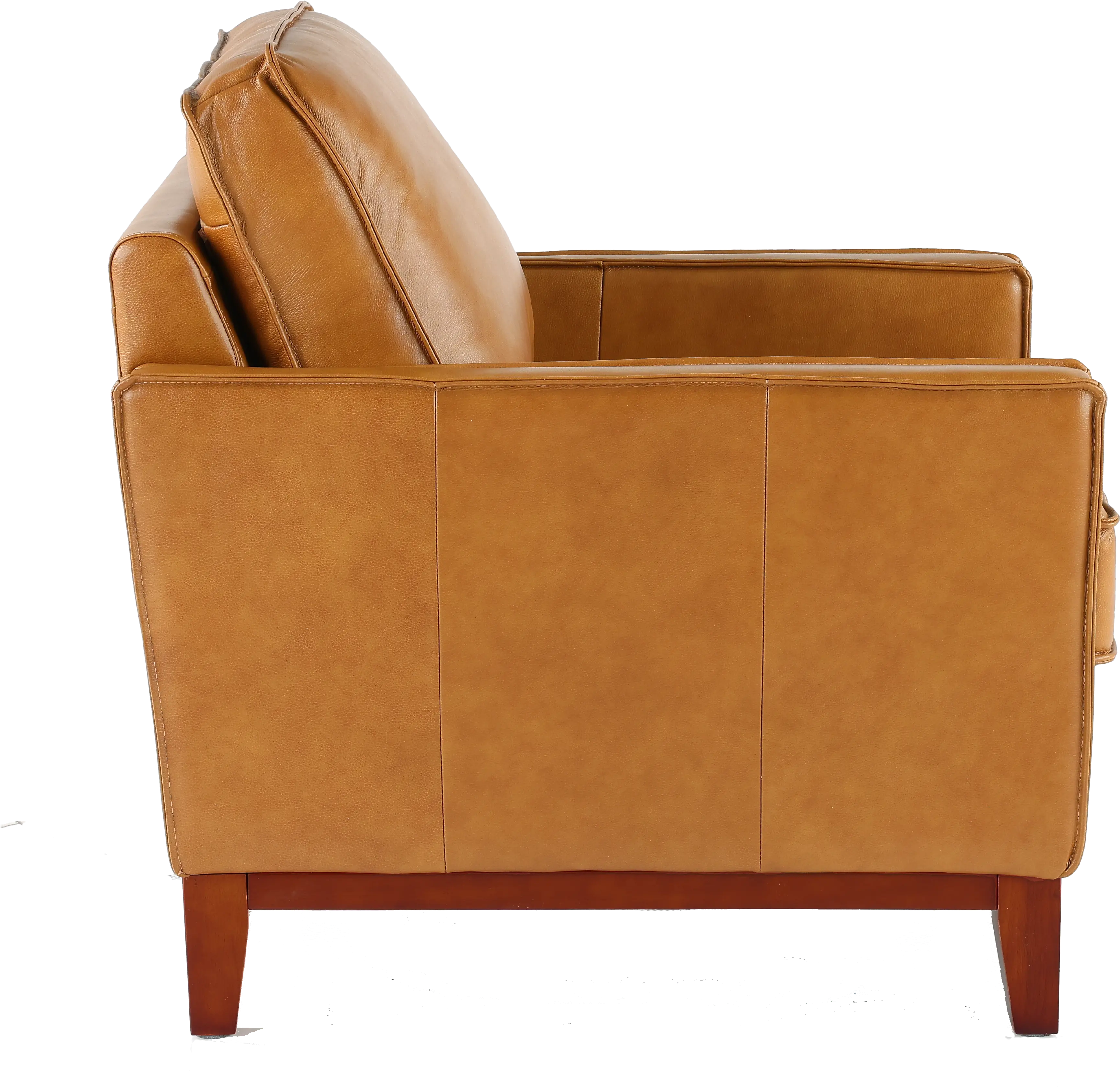 Newport Mid Century Modern Camel Brown Leather Chair-6