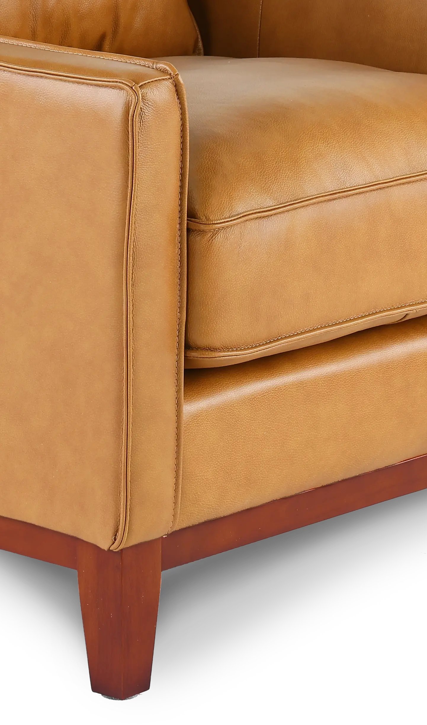 Newport Mid Century Modern Camel Brown Leather Chair-2