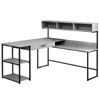 Gray and Black Metal Corner Computer Desk