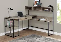 Taupe and Black Metal Corner Computer Desk