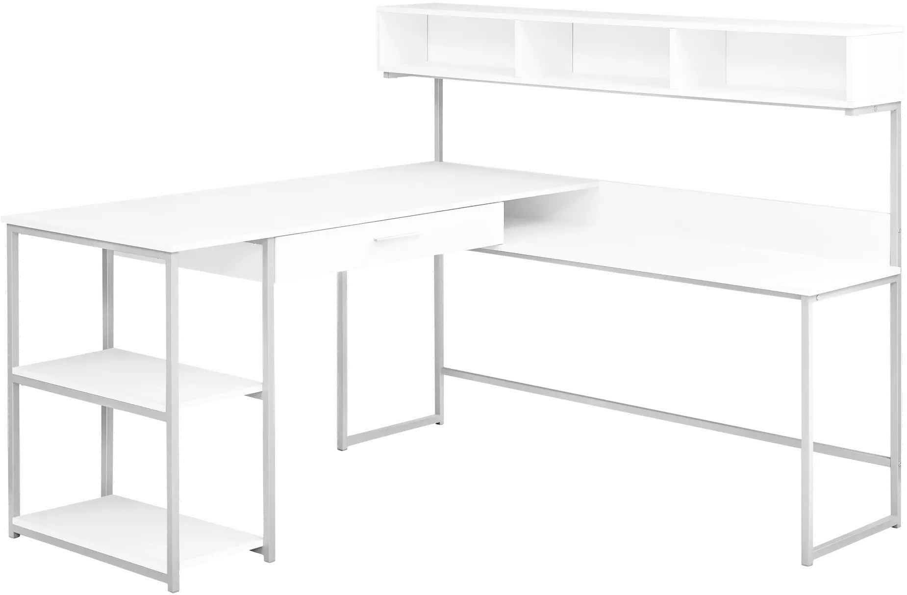 White and Silver Metal Corner Computer Desk-1