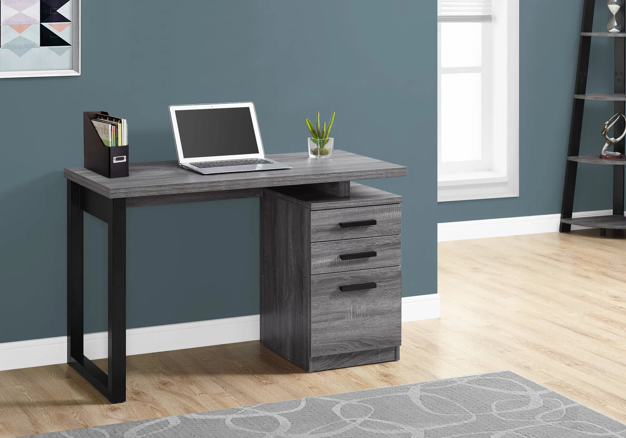 Gray and Black Small Office Desk-2