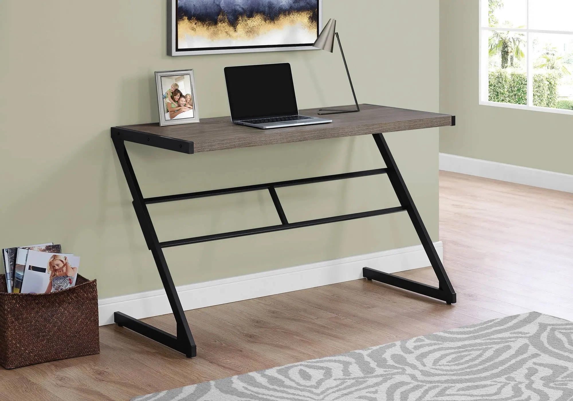 Taupe and Black Metal Writing Desk-2