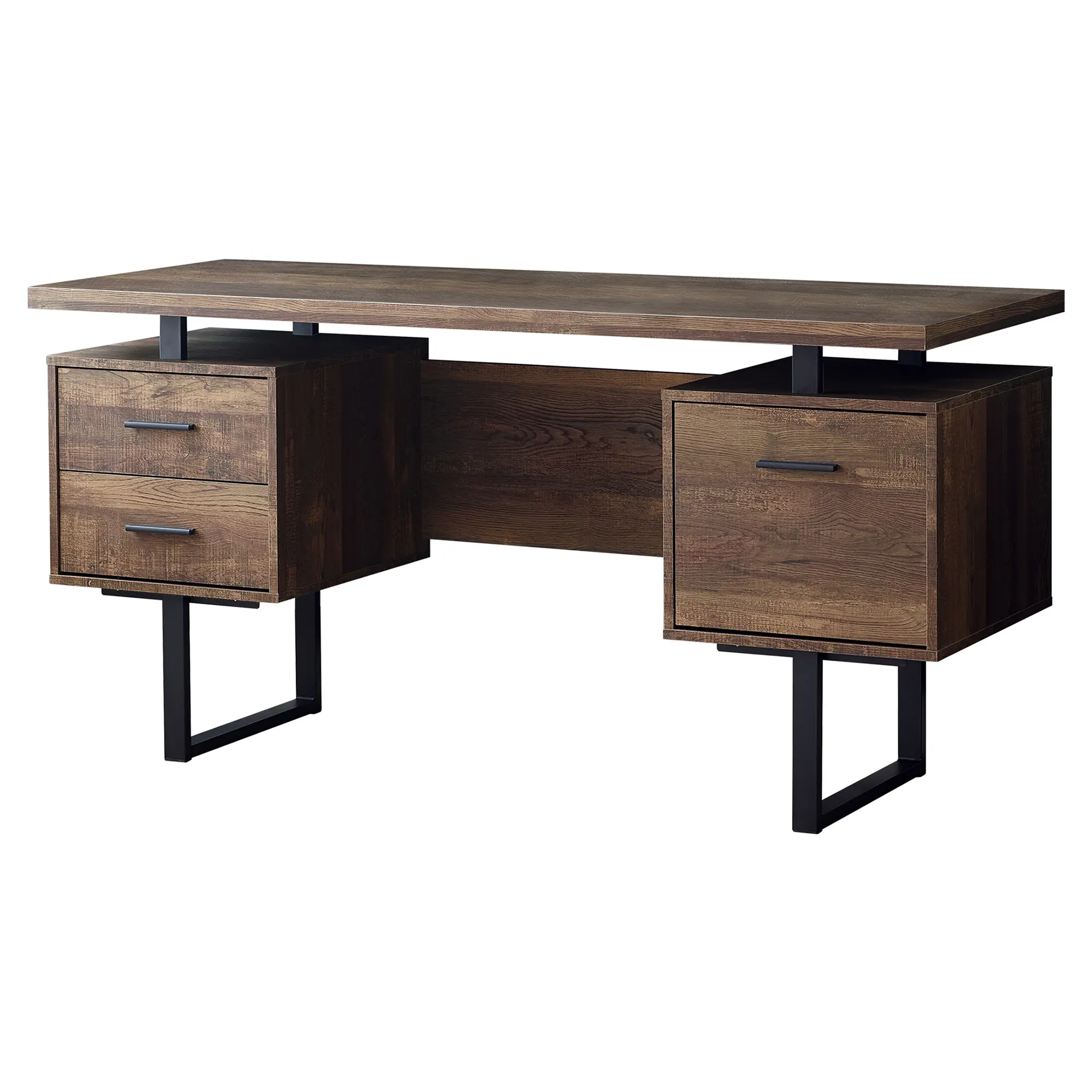 Brown Wood Grain Look and Metal Computer Desk-2