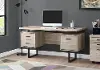 Taupe Wood Grain Look and Metal Computer Desk