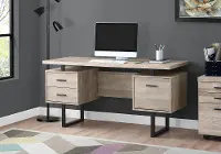 Taupe Wood Grain Look and Metal Computer Desk