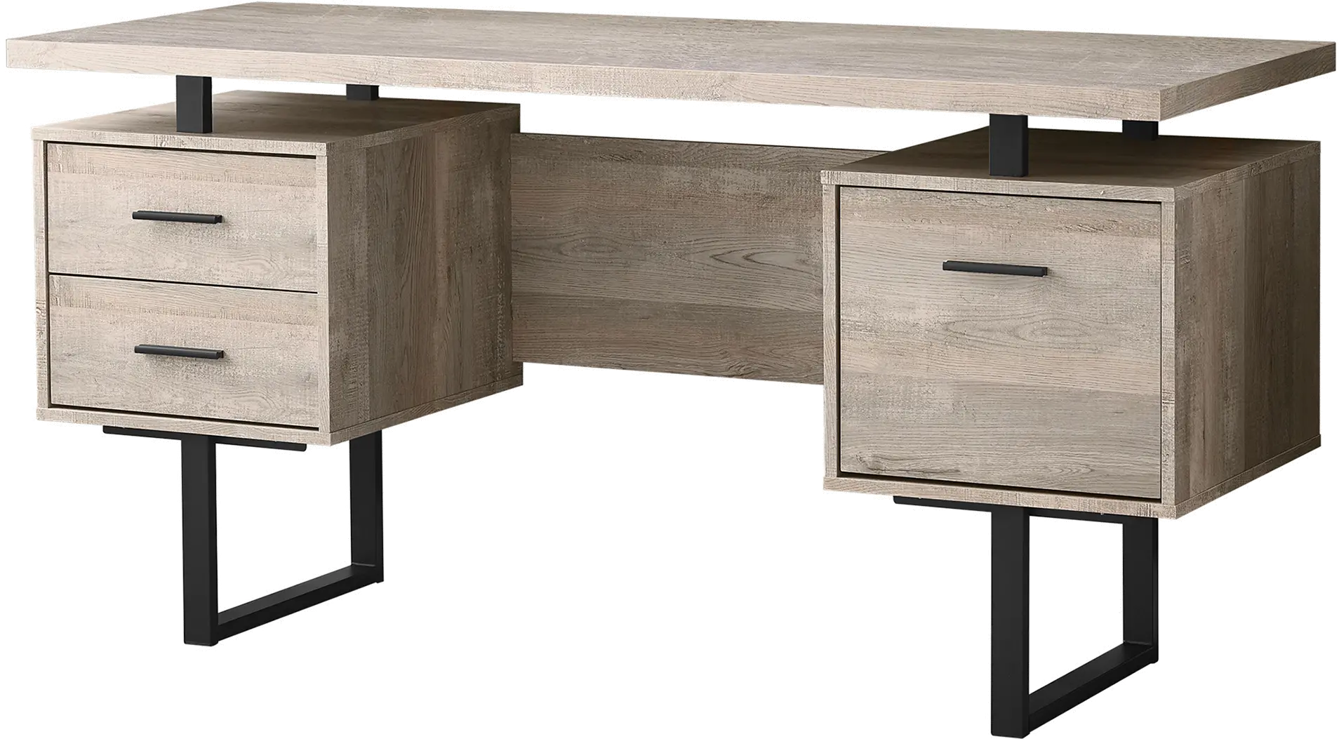 Taupe Wood Grain Look and Metal Computer Desk-3