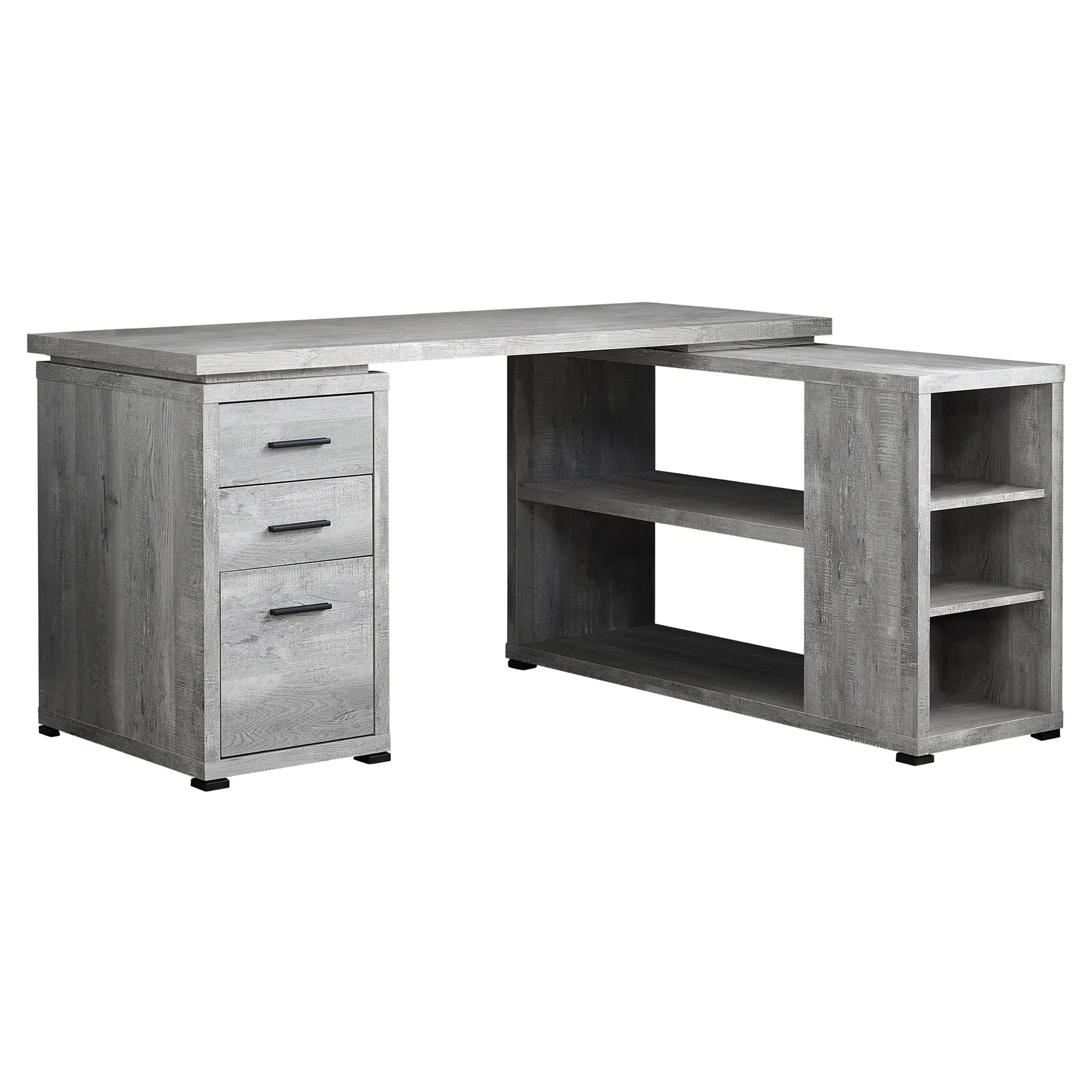 Gray Wood Grain Corner Computer Desk-2