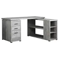 Gray Wood Grain Corner Computer Desk
