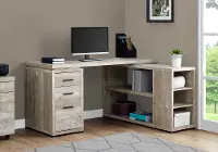 Taupe Wood Grain Corner Computer Desk