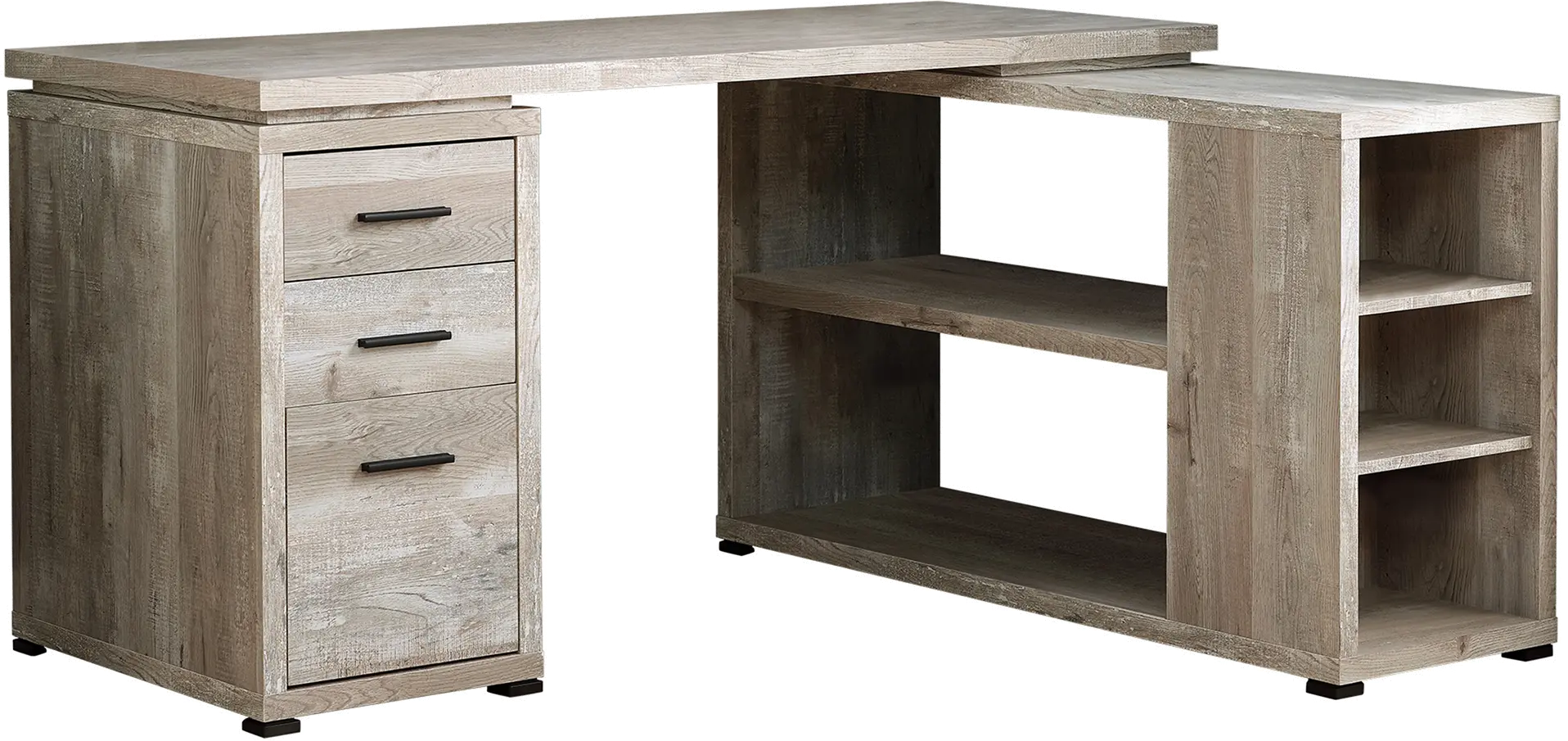 Taupe Wood Grain Corner Computer Desk-3
