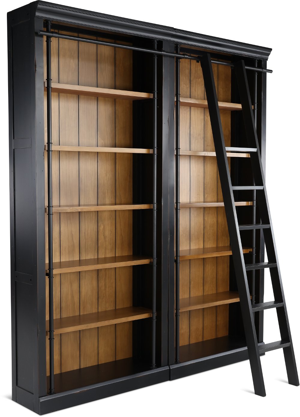 Toulouse 3 Piece Two Tone Brown Bookshelf Wall